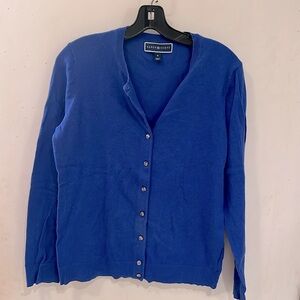 EUC KAREN SCOTT Cardigan Sweater Size Medium Royal Blue